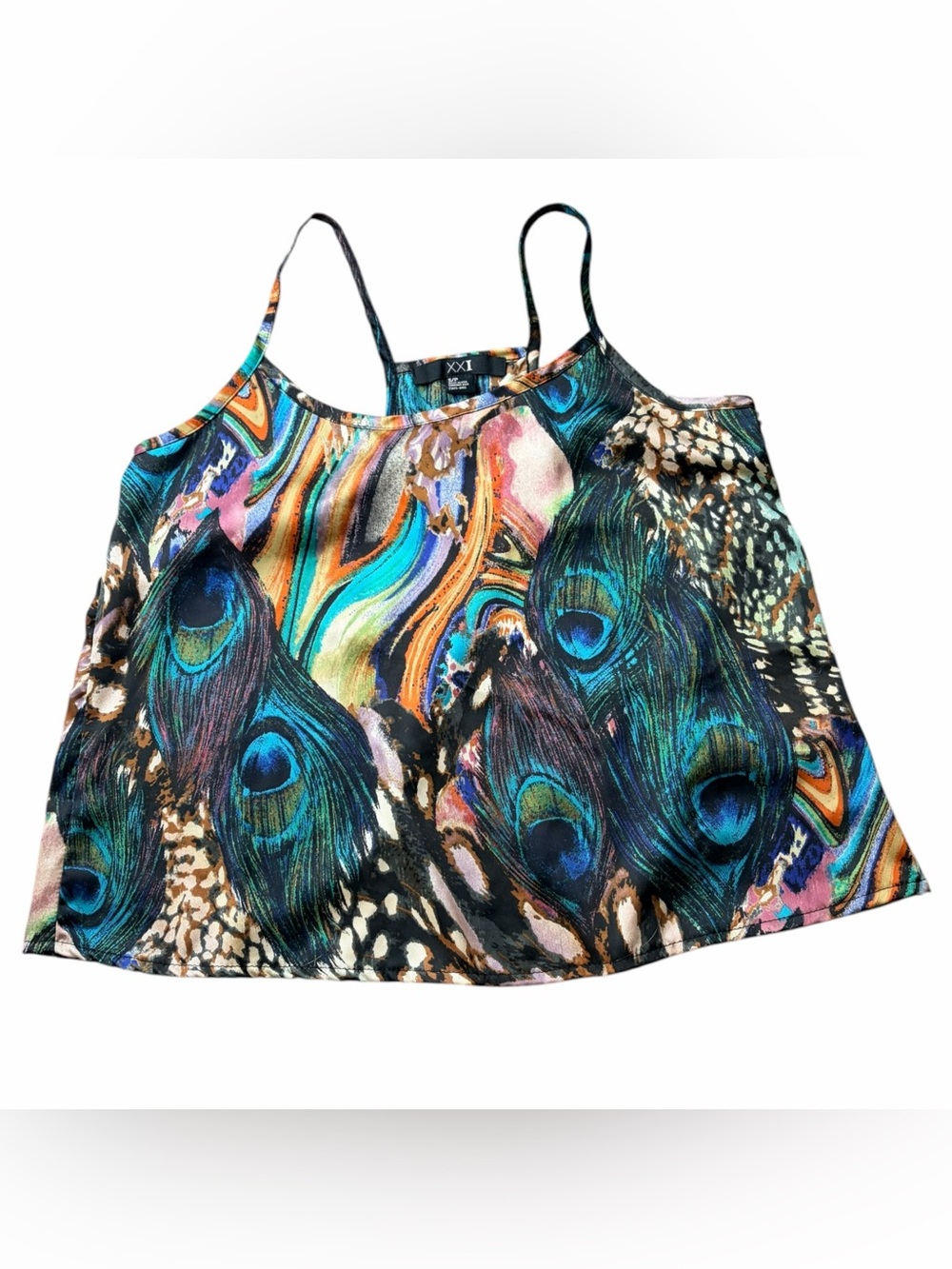 XXI Forever 21 2010 Peacock Festival Boho Indie Tank Top Sz S